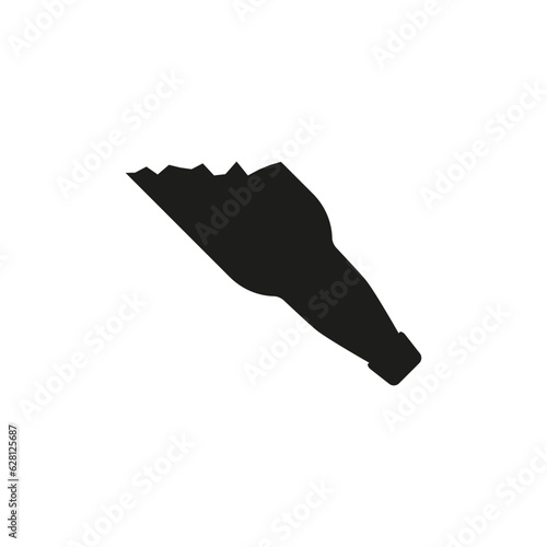 Silhouette of broken bottle bottleneck. Vector icon.