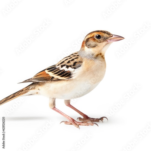 Grasshopper sparrow bird isolated on white. Generative AI