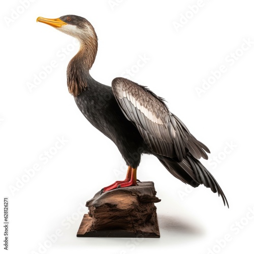 Great cormorant bird isolated on white. Generative AI