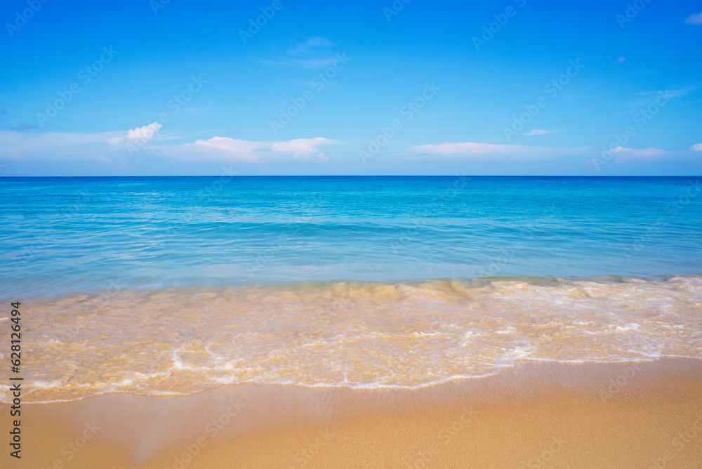 Blue sea with beach sand landscape nature in blue sky sunshine day Blue sea with beach sand landscape nature in blue sky sunshine day
