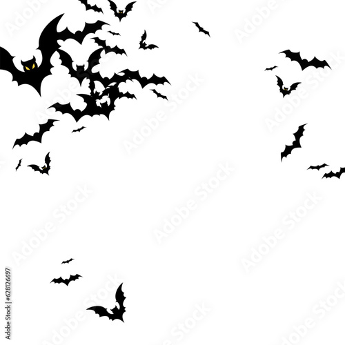 Halloween banner with black bats on the white background, Illustration with place for text.
