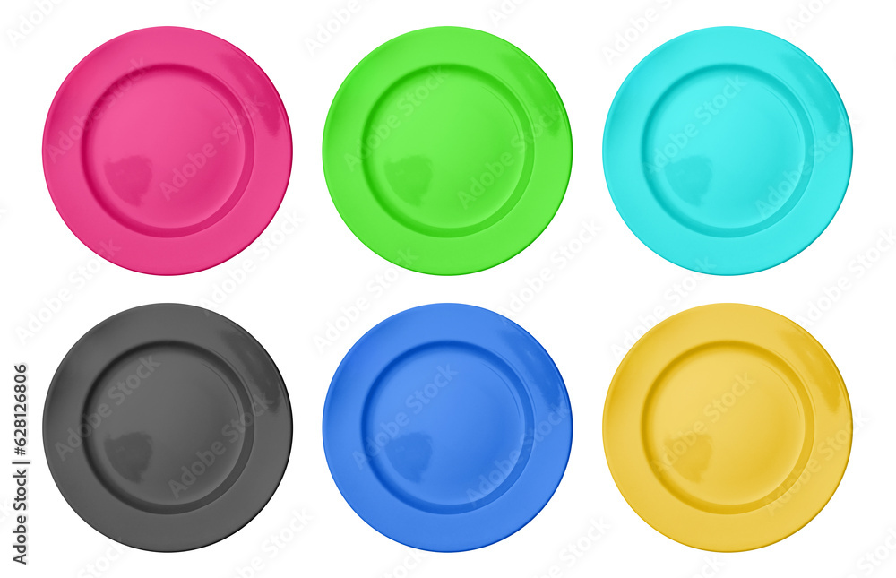 Multicolor collection of round plates, cut out Multicolor collection of round plates, cut out