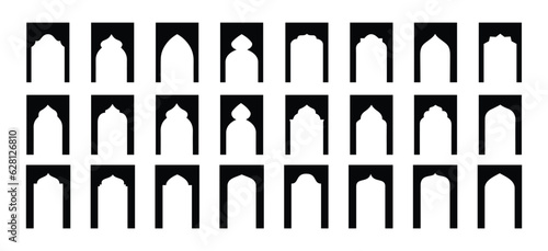 Shape Islamic door and arabic window arch. Vector Islamic door and window shapes. Arabic door and window vector silhouette. Collection of oriental style. Islamic vector shapes of a window or door arch