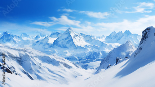 landscape of snowy mountains, generative ai © AIGen