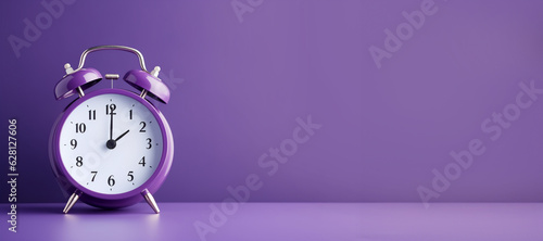 alarm clock on purple background, generative ai