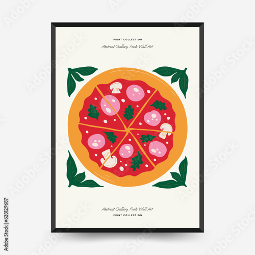 Abstract food posters template. Modern trendy Matisse minimal style. Kitchen and restaurant decor. Hand drawn design for wallpaper, wall decor, print, postcard, cover, template, banner.