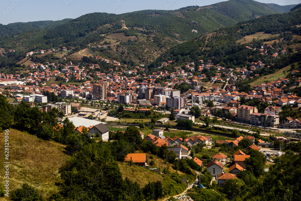 Aerial view of Kacanik town in Kosovo