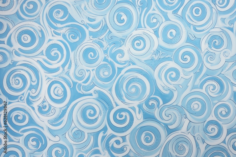 Fototapeta premium Illustration of a blue and white background with swirling patterns created using generative AI