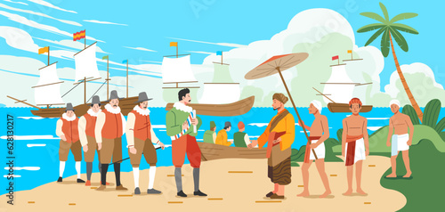 The arrival Europeans to other continents to trade and colonize on sailing ships. make agreements with local authorities