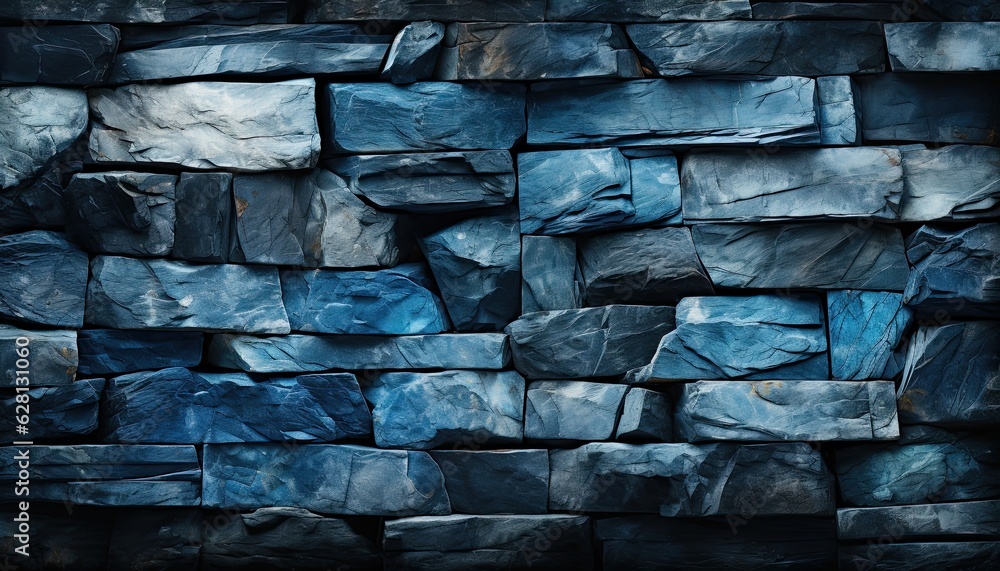 Blue stone background. Background from a stone wall. Stone texture. Generative AI