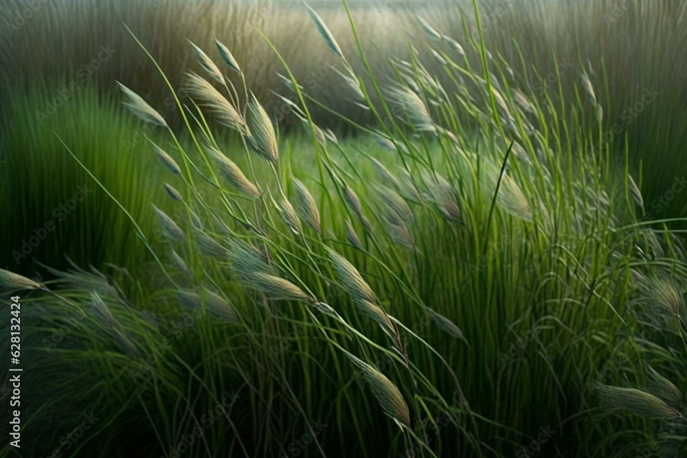 Oyat grass in Parc du Marquenterre, a nature reserve in the Baie de Somme, Picardy, France. Generative AI