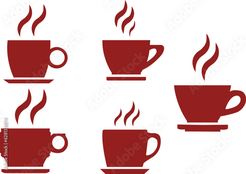 set of mahro0n  coffee cup and mag for your design . A nice cup of coffee and tea. Coffee cup icons set .Coffee and tea cup icons set on white background .Tea Cups of coffee tea collection. 