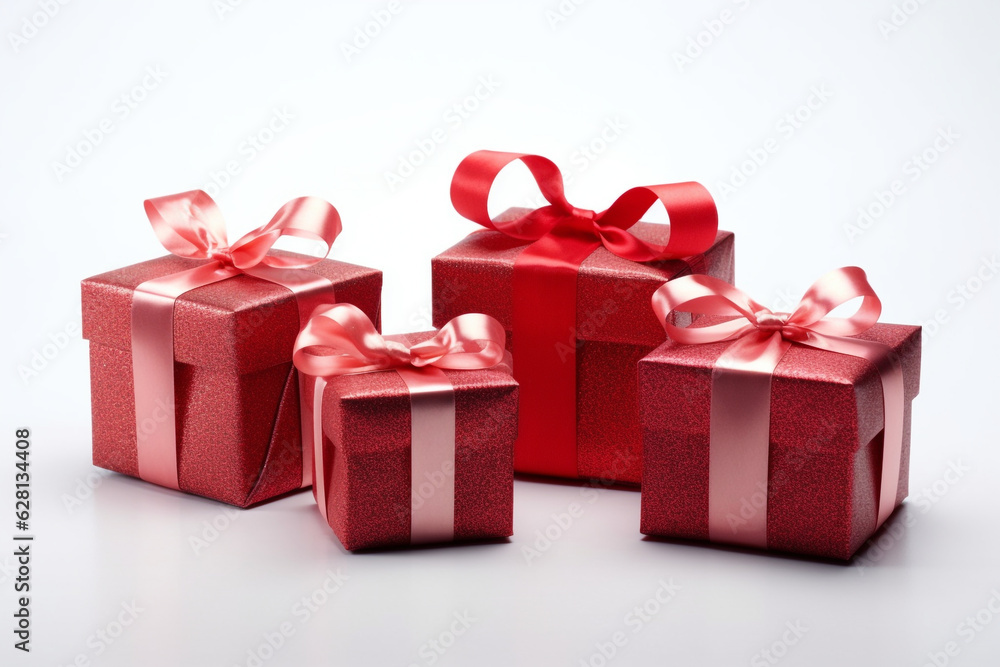 Obraz premium Beautiful Christmas gifts on white background