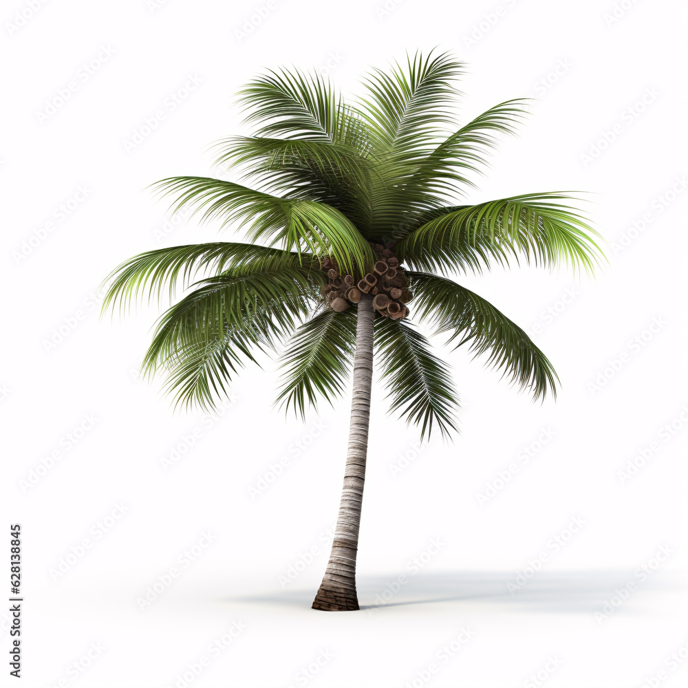 Obraz premium Coconut palm tree isolated on white background. Tropical plant object.