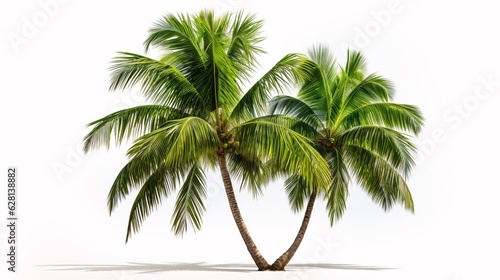 Coconut palm tree isolated on white background. Tropical plant object.