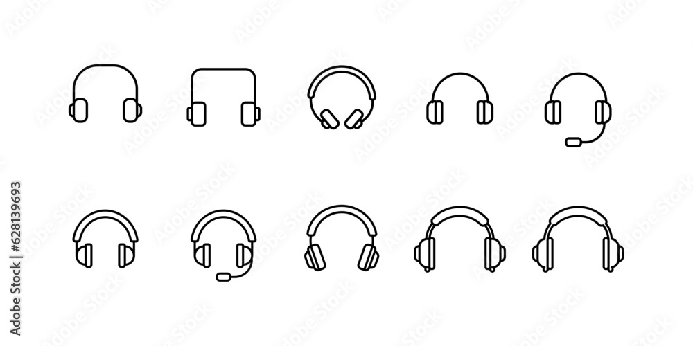 Headphones icon set. Collection of high quality outline web pictograms