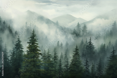 Trees horizon nature mist autumn forest hill sunlight blue landscape mountain morning travel fog © SHOTPRIME STUDIO
