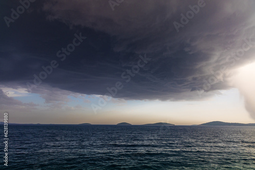 Stormy clouds on the Adriatic coast in Krk island  Croatia