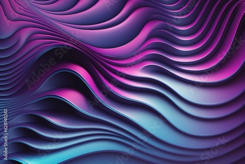Gradient 3D surface in purple and blue with ripples. Generative AI