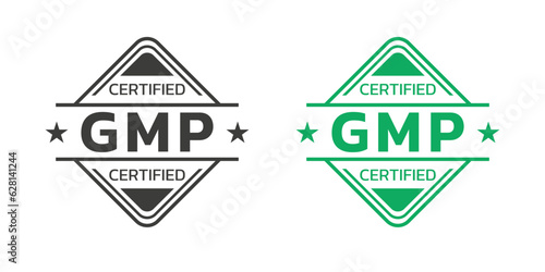 GMP certified icon. Good Manufacturing Practice logo, stamp or seal. Vector illustration.