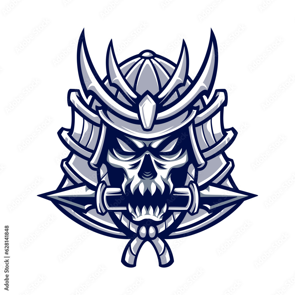 samurai skull head logo design for mascot sport or esport gaming team samurai skull head logo design for mascot sport or esport gaming team