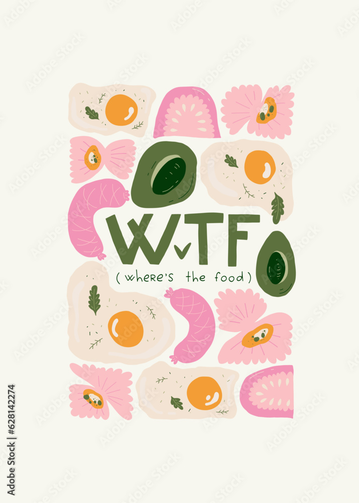 Food abstract elements. Food and healsy composition. Modern trendy Matisse minimal style. Restaurant and kitchen poster, invite. Vector arrangements for greeting card or invitation design Food abstract elements. Food and healsy composition. Modern trendy Matisse minimal style. Restaurant and kitchen poster, invite. Vector arrangements for greeting card or invitation design