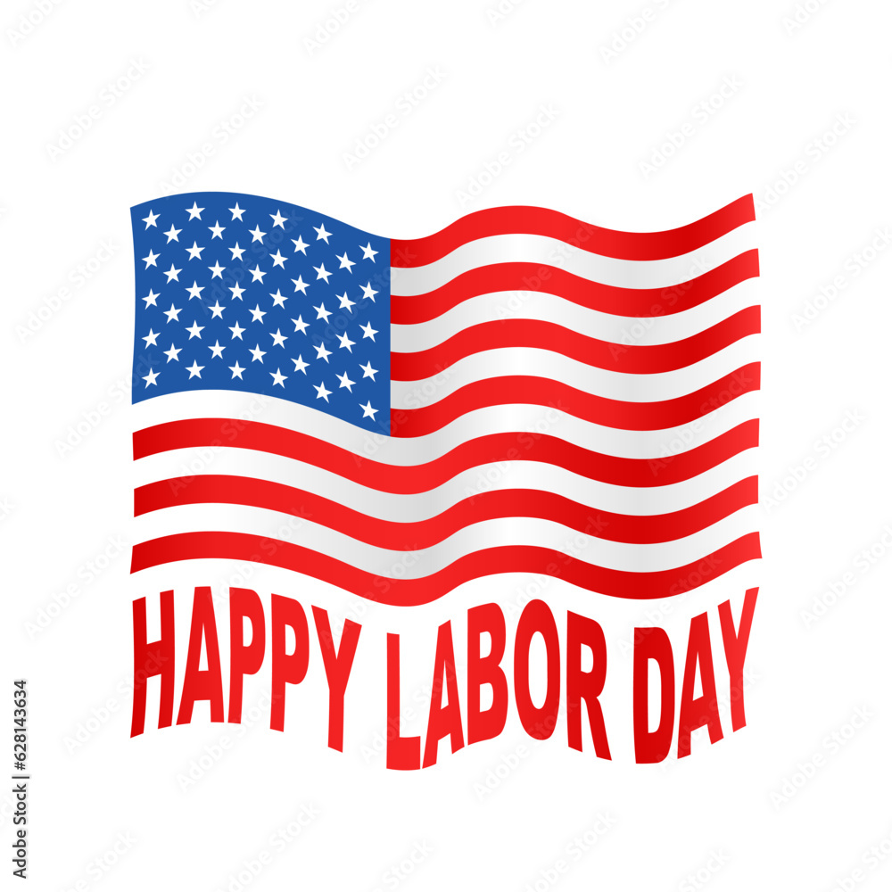 Fototapeta premium USA Labor Day banner and poster template with American flag illustration