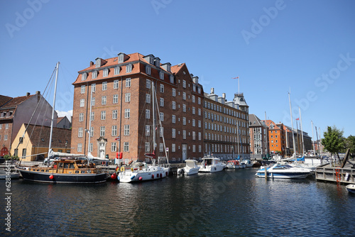 The Christianshavns canal with its boats in Copenhagen