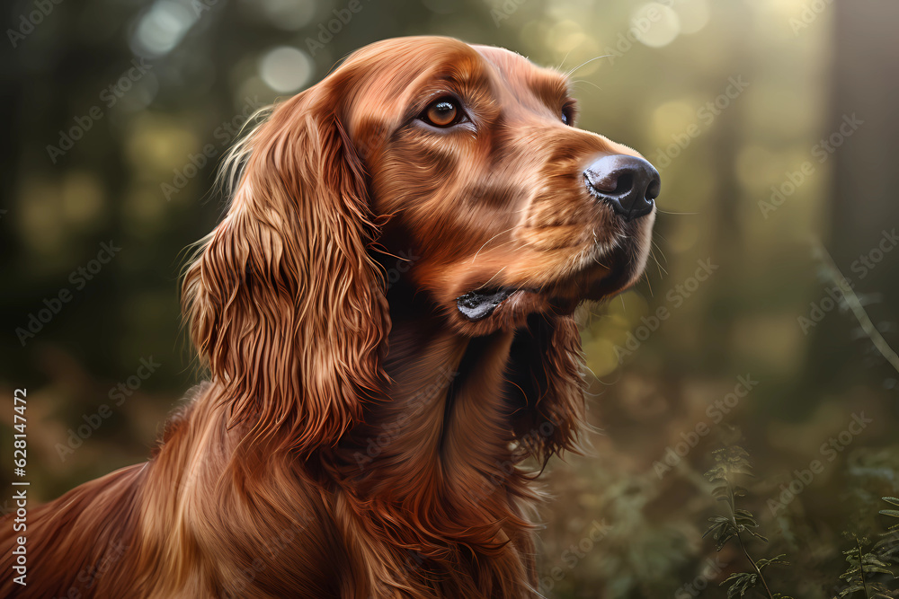 Irish Setter - Originating from Ireland, this breed is known for its beautiful red coat and high energy (Generative AI) Irish Setter - Originating from Ireland, this breed is known for its beautiful red coat and high energy (Generative AI)