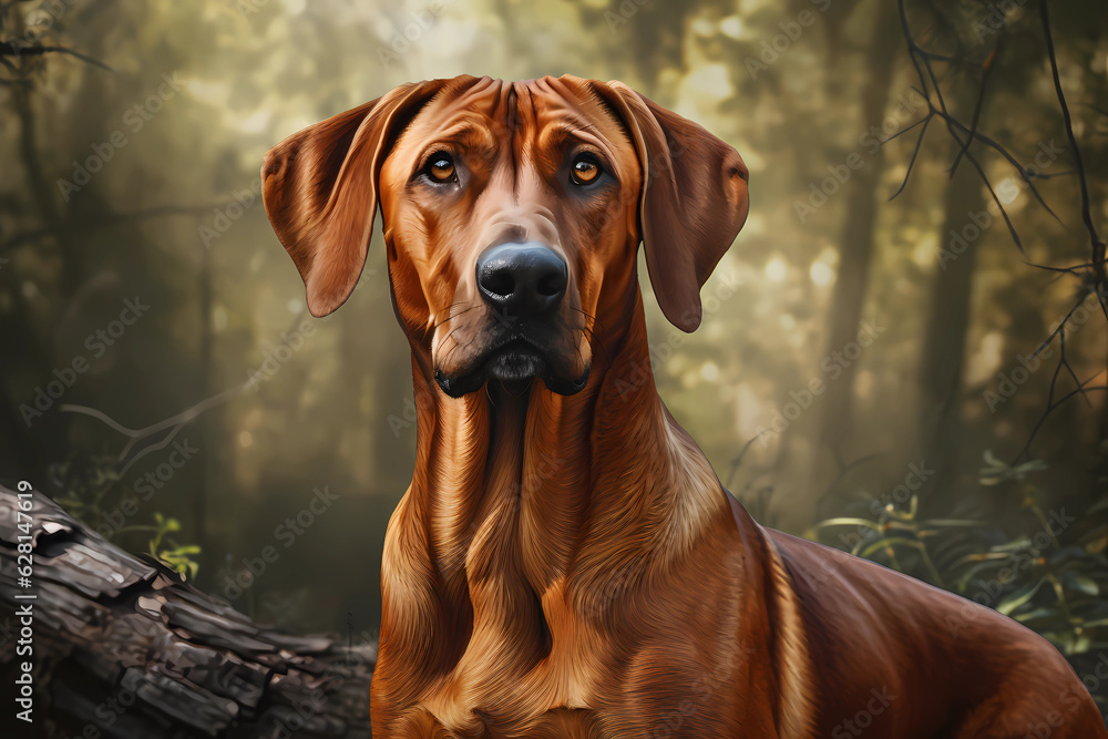 Rhodesian Ridgeback - Originating from South Africa, this breed is known for the distinctive ridge of fur on its back and its loyalty and courage (Generative AI) - obrazy, fototapety, plakaty 