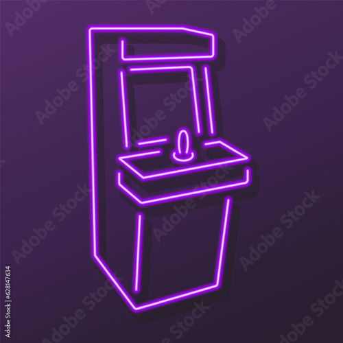 arcade game neon sign, modern glowing banner design, colorful modern design trends on black background. Vector illustration.