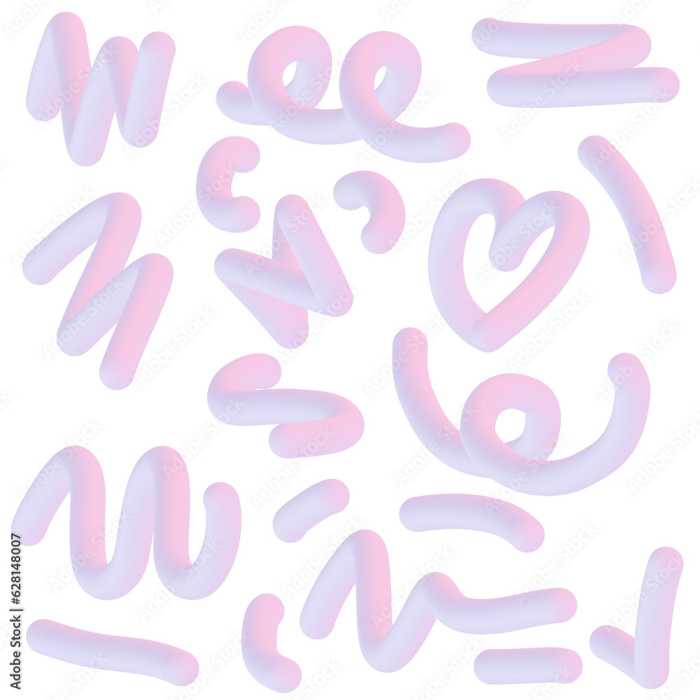 Fluid 3D Gradient Doodle Shapes Y2K Style - Lavender Fluid 3D Gradient Doodle Shapes Y2K Style - Lavender