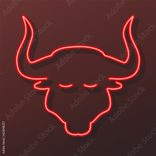 bull neon sign, modern glowing banner design, colorful modern design trends on black background. Vector illustration.