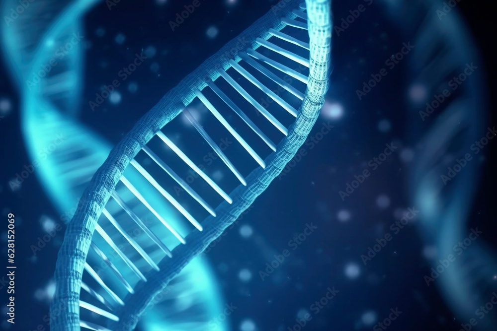 Dna helix enlarged model in bright colors and spots, Generative AI Dna helix enlarged model in bright colors and spots, Generative AI