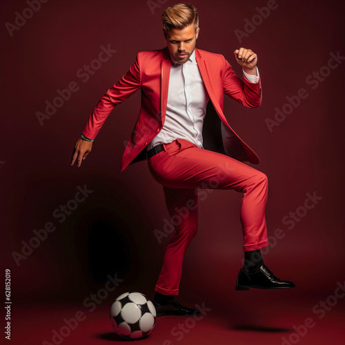 Man in business cloths kick...