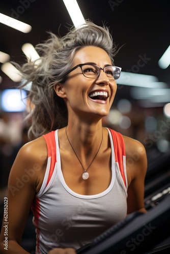 Mature woman working out at...