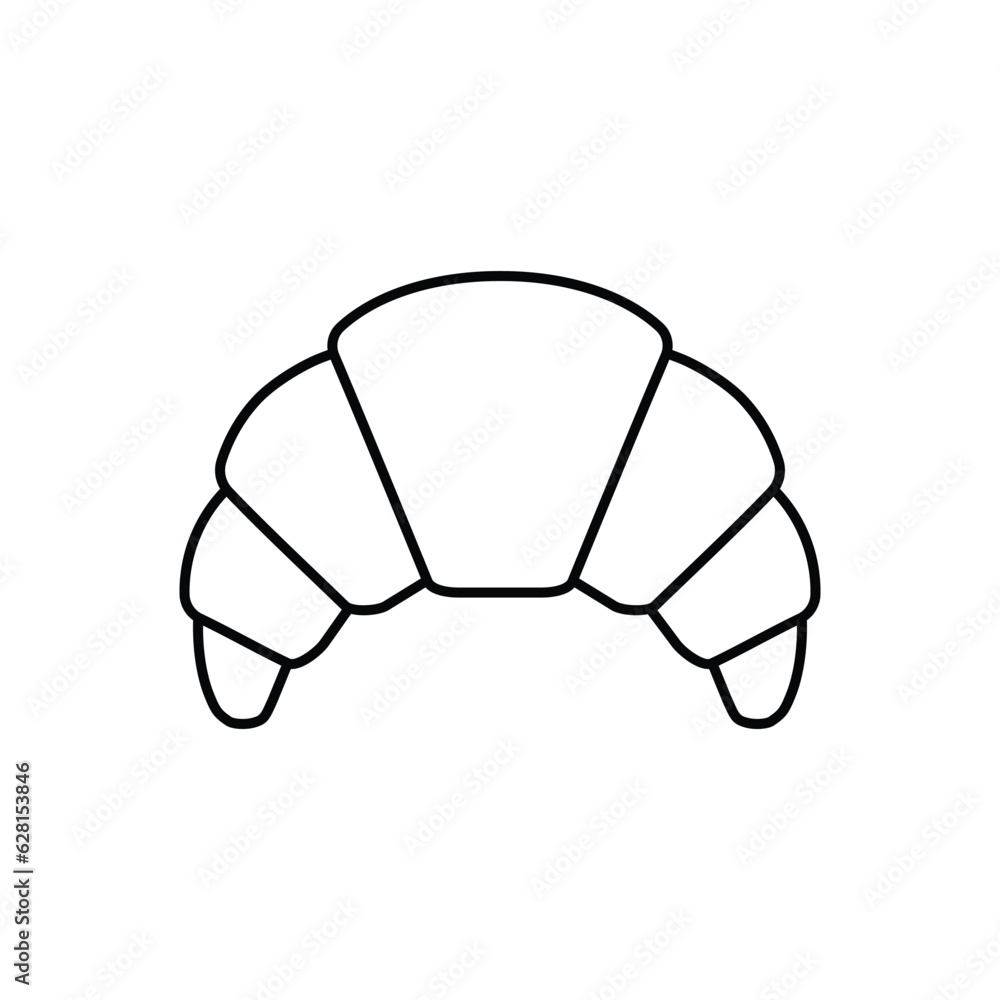 Linear bakery croissant line icon for food apps and websites. Vector illustration. Linear bakery croissant line icon for food apps and websites. Vector illustration.