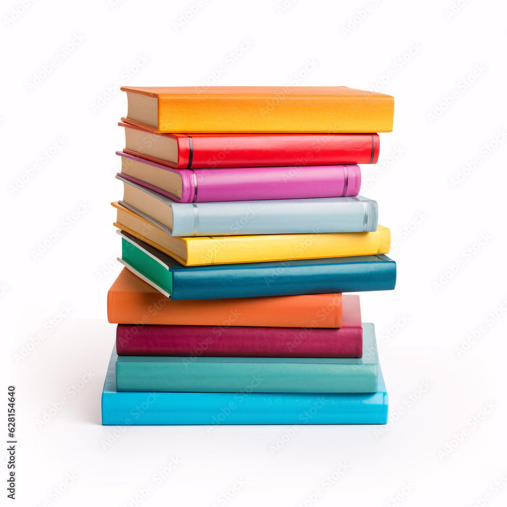 Stack of colorful books isolated on white background. Different books set. Hardback hardcover books. Back to school and education learning concept Stack of colorful books isolated on white background. Different books set. Hardback hardcover books. Back to school and education learning concept