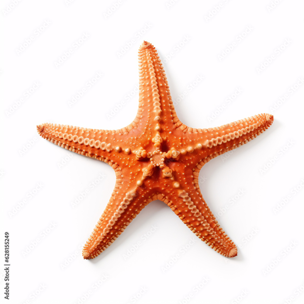 Isolated starfish on a white background: ocean, sea, beach - perfect for summer vacation design. Flat lay, top view, with subtle shadows. Isolated starfish on a white background: ocean, sea, beach - perfect for summer vacation design. Flat lay, top view, with subtle shadows.