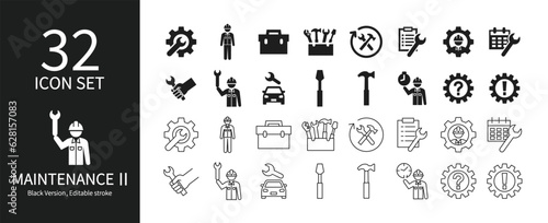 Icon set related to maintenance and systems
