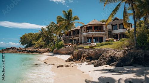 tropical villa with beach