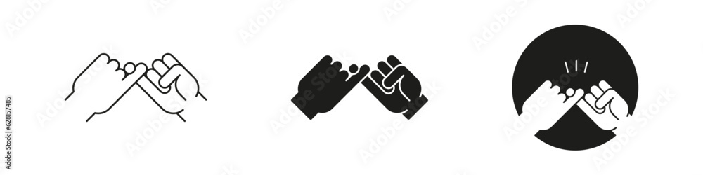 Pinky finger promise vector icon. Little finger swear hand gesture symbol set. Pinky finger promise vector icon. Little finger swear hand gesture symbol set.
