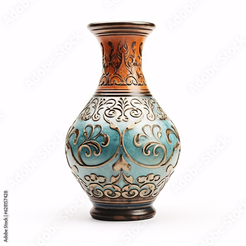 Stylish Clay Vase isolated on white background © ckybe