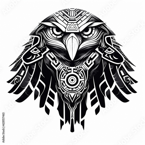 Fototapeta a thunderbird tribal tattoo sketch isolated on white