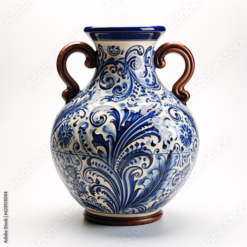 Stylish Clay Vase isolated on white background