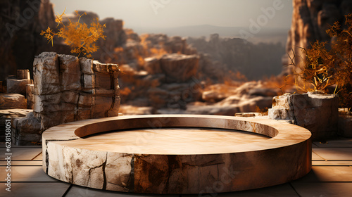 Rock or stone podium nature pedestal stage product display background empty display