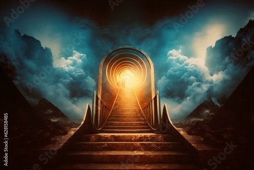 Tableau sur toile Abstract digital artwork depicting a pathway to enlightenment and heaven