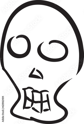 Hand Drawn Skull Icon. Vector Illustration. Transparent Background.