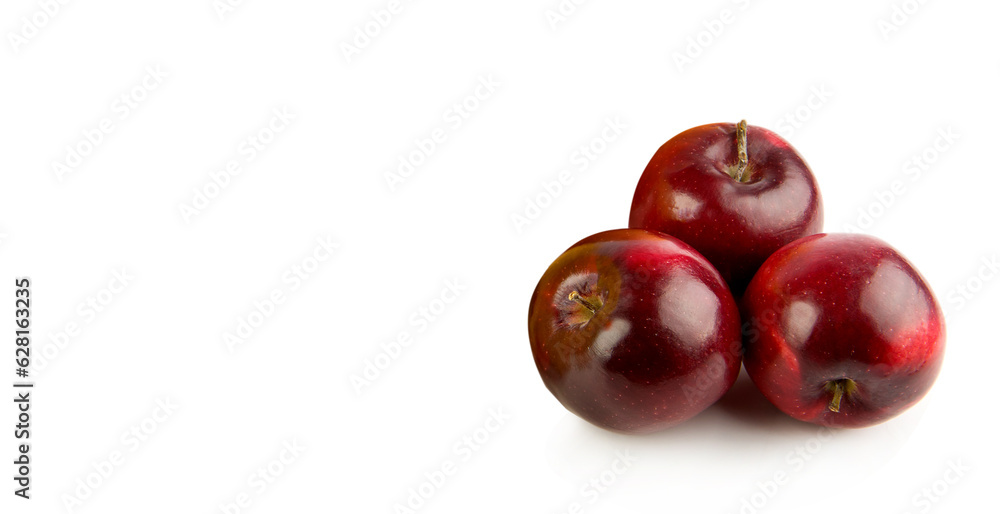 Apples isolated on white . Free space for text. Wide photo. Apples isolated on white . Free space for text. Wide photo.