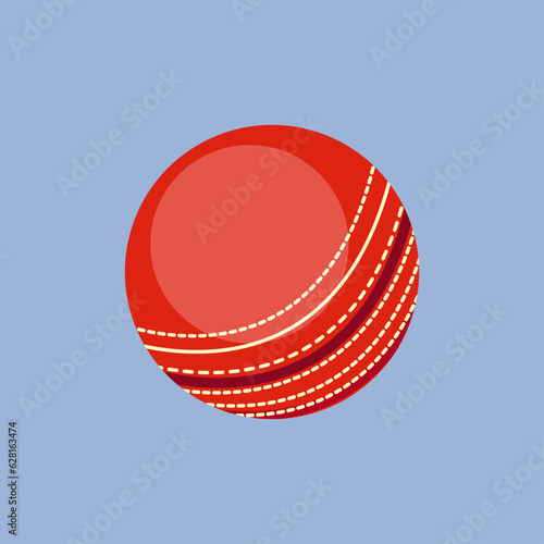 Cricket ball for a sports game stock vector illustration isolated on blue background.
